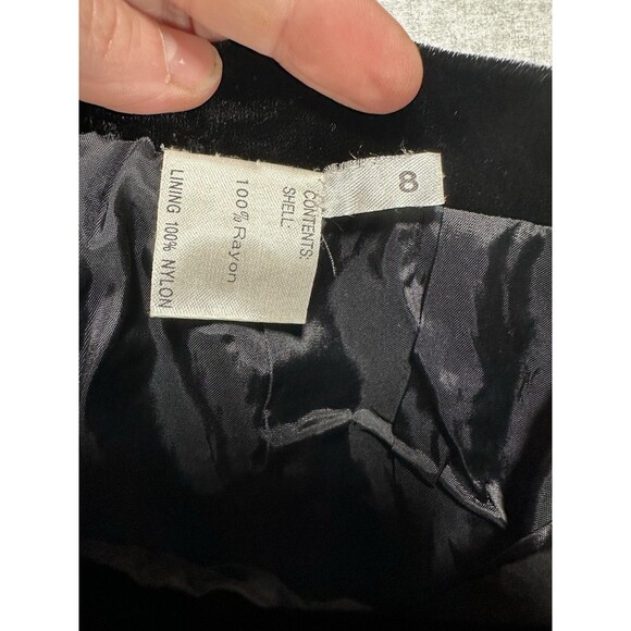 Vintage Nipon Coature 2 Piece Midi Skirt Suit Black Velour 4 Button Blazer - Picture 13 of 15